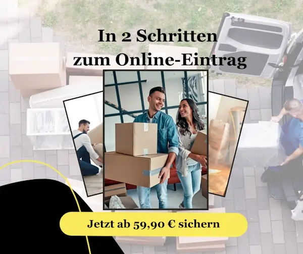 Nur 2 Schritte zum online Eintrag ab 59,90 Euro.